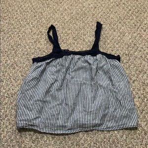 Crochet strap pinstripe tank